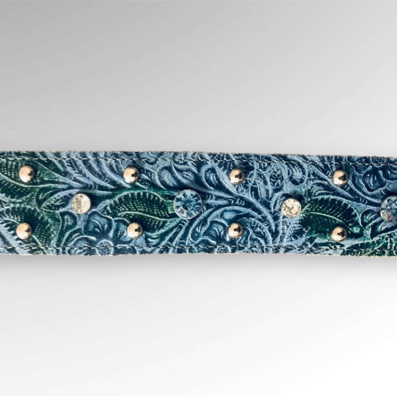 Western Cowboy Rodeo Boho Embossed Rhinestone Studded Belt - Picture 2 of 3